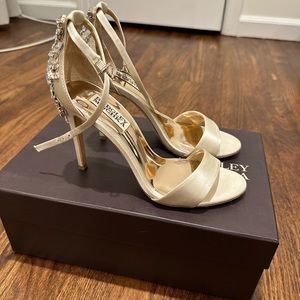 Badgley Mischka Bartley Ivory Size 6 Jewled Shoe